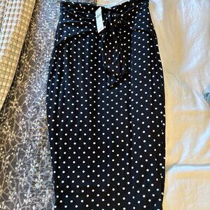 Bailey 44 Black Front Tie Polka Dot Skirt, XS (NWT)